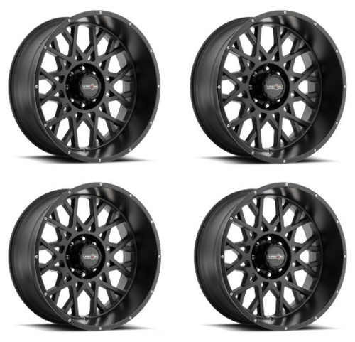 Set 4 22" Vision Off-Road 412 Rocker Satin Black Wheels 22x12 8x180 Rims -51mm