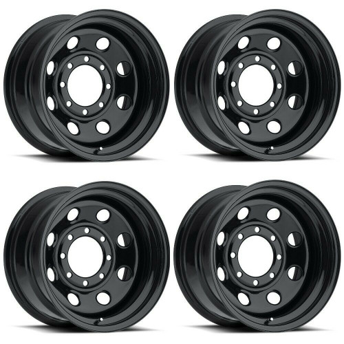 Set 4 15" Vision HD 85H Soft 8 Gloss Black Wheels 15x7 5x5 (5x127) Rims -6mm