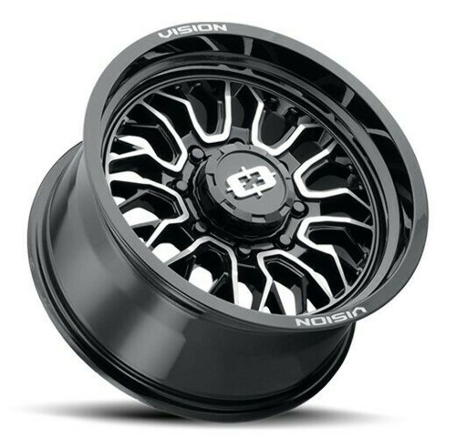 24" Vision 402 Riot Gloss Black Machined Face Wheel 24x12 8x170 Lifted Rim -51mm