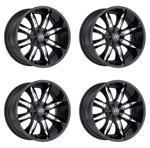 Set 4 18" Vision 423 Manic Gloss Black Machined Face 18x9 Wheels 8x6.5 (8x165.1) 12mm Rims