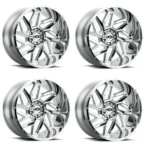 Set 4 22" Vision Off-Road 361 Spyder Chrome Wheels 22x10 5x5 -19mm Lifted Rims