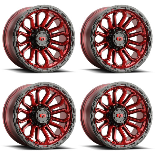 Set 4 17" Vision 405 Korupt Gloss Red Gloss Black Lip 17x8 Wheels 5x4.5 30mm Rims