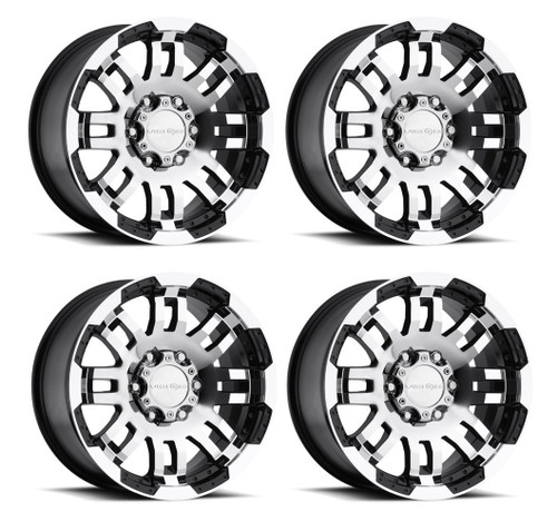 Set 4 18" Vision 375 Warrior Gloss Black Machined Face 18x8.5 Wheels 5x5.5 (5x139.7) 18mm Rims