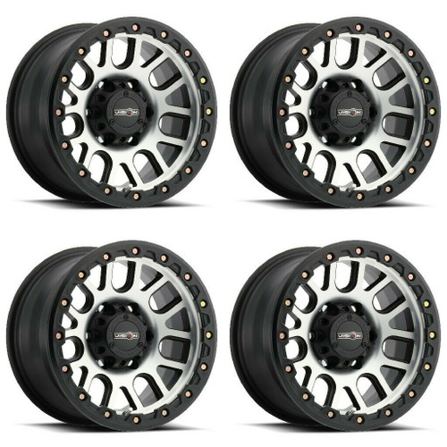 Set 4 20" Vision Off-Road 111 Nemesis Black Machined Face Wheels 20x9 6x5.5 0mm