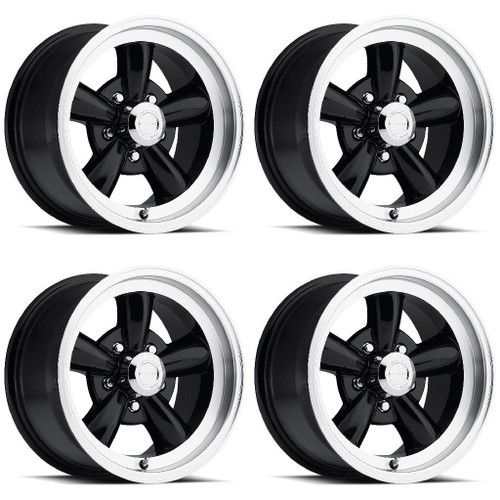 Set 4 15" Vision American Muscle 141H Legend Black Machined Lip 15x7 5x4.75 -7mm