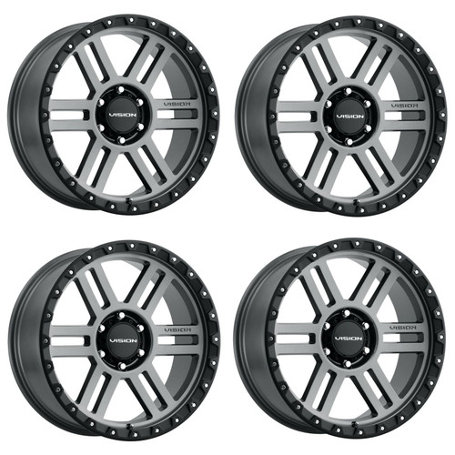 Set 4 18" Vision Off-Road 354 Manx 2 Satin Grey Wheels 18x9 5x5 Truck Rims -12mm
