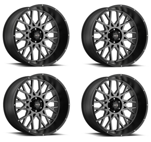 Set 4 22" Vision 412 Rocker Anthracite Satin Black Lip Wheels 22x12 8x180 -51mm