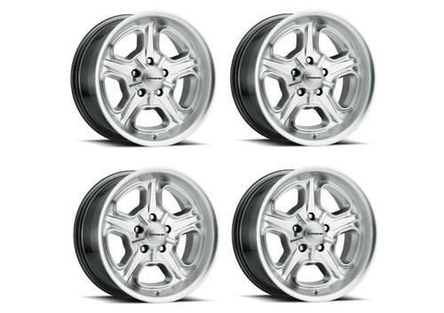 Set 4 15" Vision American Muscle 147 Daytona Hyper Silver Wheels 15x7 5x4.5 -7mm