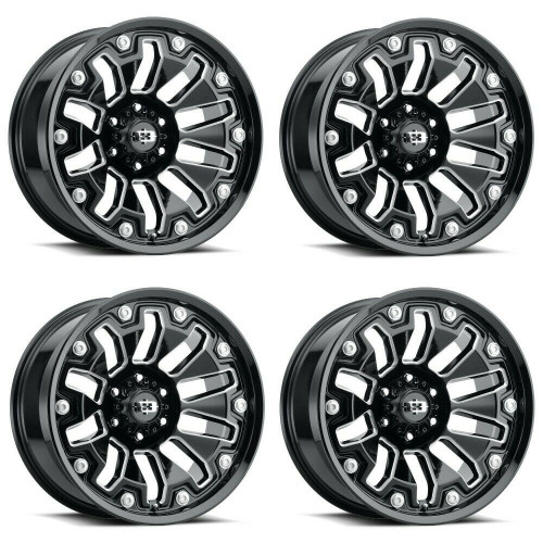 Set 4 18" Vision 362 Armor Gloss Black Milled Spoke Wheels 18x9 5x4.5 Rims 12mm