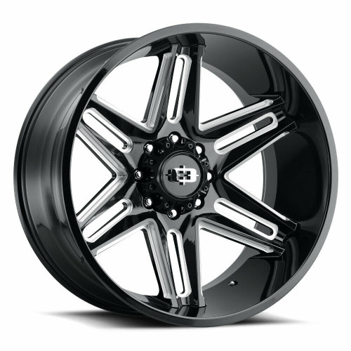 20" Vision 363 Razor Gloss Black Milled Spoke Wheel 20x12 5x5.5 Lifted Rim -51mm