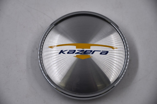 Kazera Chrome edge, Machined center, Yellow & Blue Logo Wheel Center Cap Hub Cap C-G45(KAZ) 2.625" Kazera Snap in