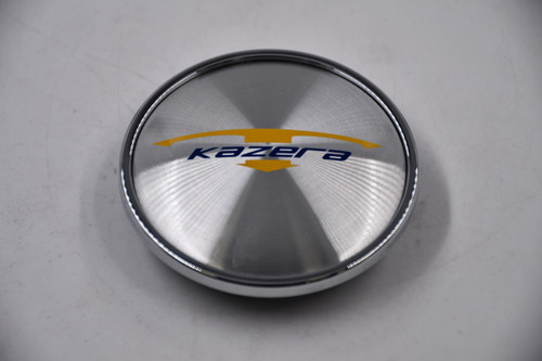 Kazera Chrome edge, Machined center, Yellow & Blue Logo Wheel Center Cap Hub Cap C-G45(KAZ) 2.625" Kazera Snap in