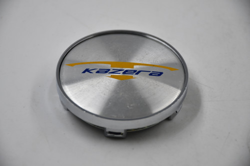 Kazera Chrome edge, Machined center, Yellow & Blue Logo Wheel Center Cap Hub Cap KAZ-C-030 2.375" Kazera Snap in