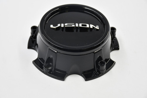 Vision Gloss Black w/Chrome Logo Wheel Center Cap Hub Cap C421GB-5V 5.5" Vision 6 Lug