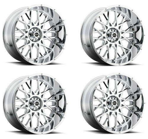 Set 4 24" Vision Off-Road 412 Rocker Chrome Wheels 24x12 8x170 Lifted Rims -51mm