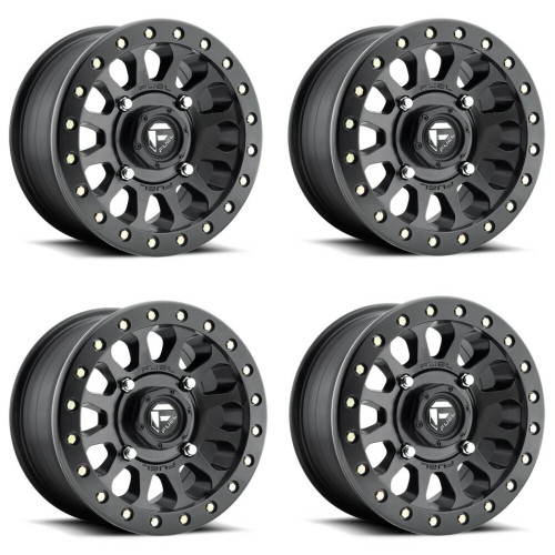 Set 4 Fuel UTV D920 Vector Beadlock 15x7 4x156 Matte Black Wheels 15" 13mm Rims