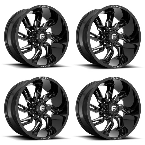 Set 4 Fuel D747 Lockdown 20x10 8x6.5 Gloss Black Milled Wheels 20" -18mm