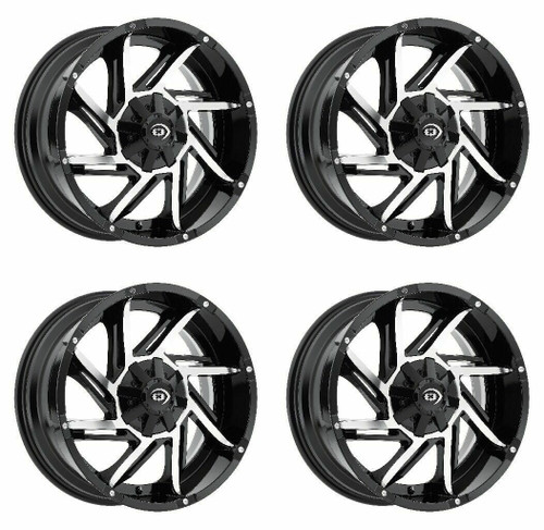 Set 4 17" Vision 422 Prowler Gloss Black Machined Face Wheels 17x9 6x135 12mm