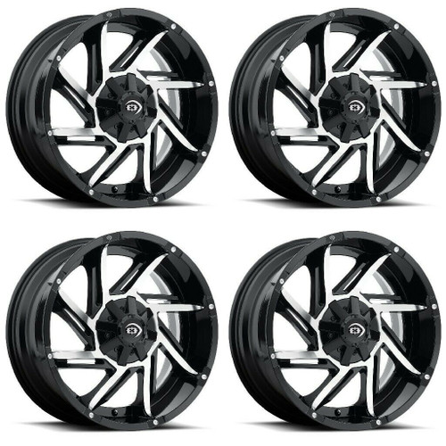 Set 4 17" Vision 422 Prowler Gloss Black Machined Face Wheels 17x9 6x5.5 12mm