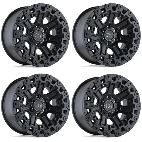 Set 4 Black Rhino Ozark 17x9.5 6x5.5 Matte Black Wheels 17" -18mm Rims