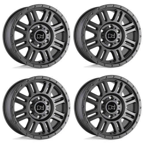 Set 4 17" Black Rhino Yellowstone 17x8 5x160 45mm Wheels Matte Gunmetal Rims