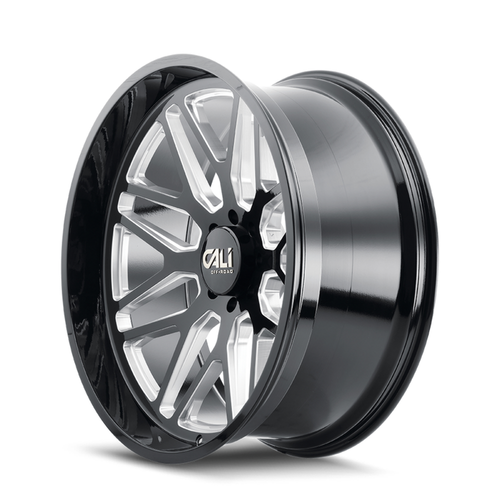24" Cali Off-Road Invader 24x14 Gloss Black Milled Spokes 6x5.5 Wheel -76mm Rim
