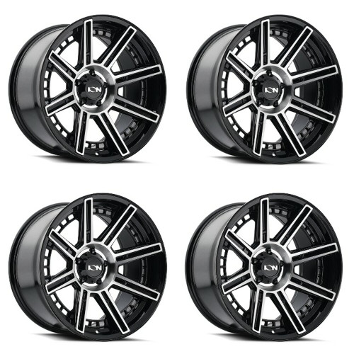 Set 4 20" Ion 149 20x9 Black Machined 5x5 Wheels -12mm For Chevy GMC Truck Rims