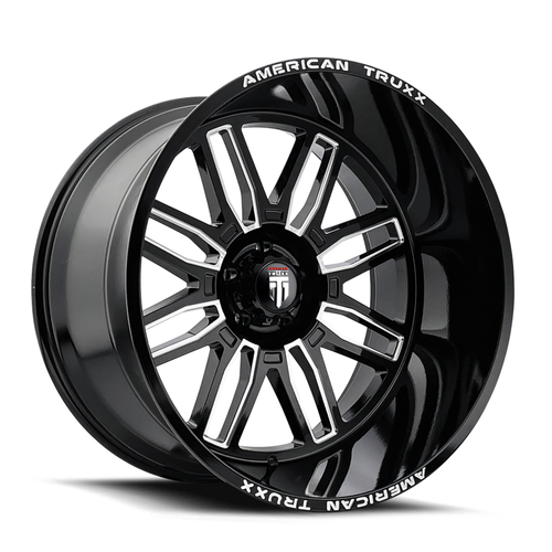 20" American Truxx Restless 20x10 Black Milled 8x180 Wheel -25mm For Chevy GMC