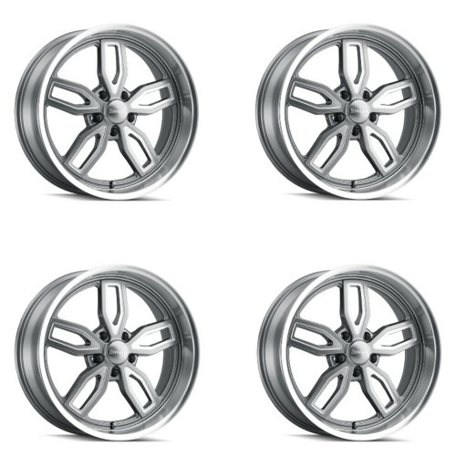 Set 4 20" Ridler 608 20x10 Grey W Milled Spokes & Diamond Lip 5x4.5 Wheels 0mm