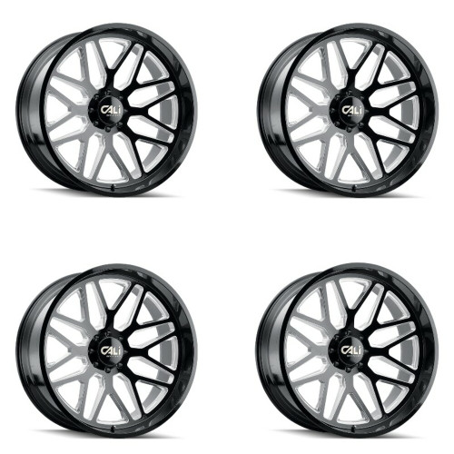Set 4 26" Cali Off-Road Invader 26x14 Gloss Black Milled Spokes 8x6.5 Rims -76mm Set 4 26" Cali Off-Road Invader 26x14 Gloss Black Milled Spokes 8x6.5 Rims -76mm