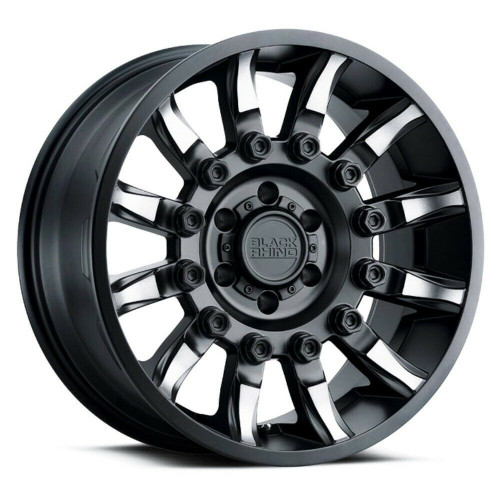 17x8.5 6x5.5 Matte Black W  Machined Tinted Spokes Wheel Black Rhino Mission 0mm