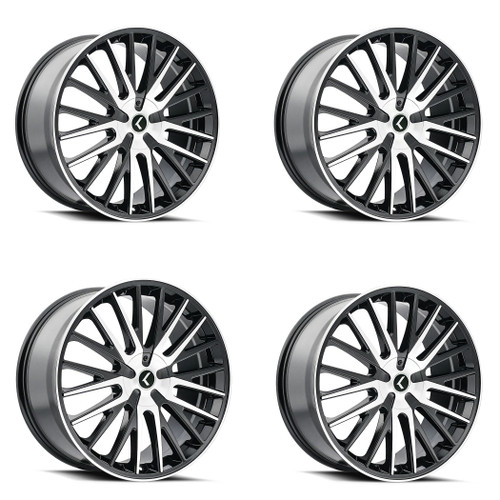Set 4 22" Kraze Double Down 22x8.5 Black Machined 5x112 5x4.5 Wheels 38mm Rims