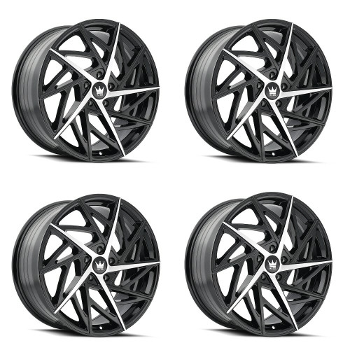 Set 4 18" Mazzi Freestyle 18x8 Gloss Black Machined 5x120 35mm Car Suv Wheels