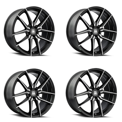 Set 4 18" Touren TR94 18x8 Brushed w/ Dark Graphite Window 5x112 Wheels 35mm