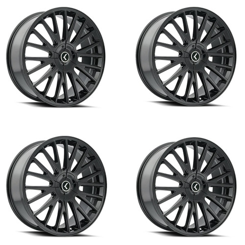 Set 4 22" Kraze Double Down 22x8.5 Gloss Black 5x115 5x120 Wheels 38mm Rims