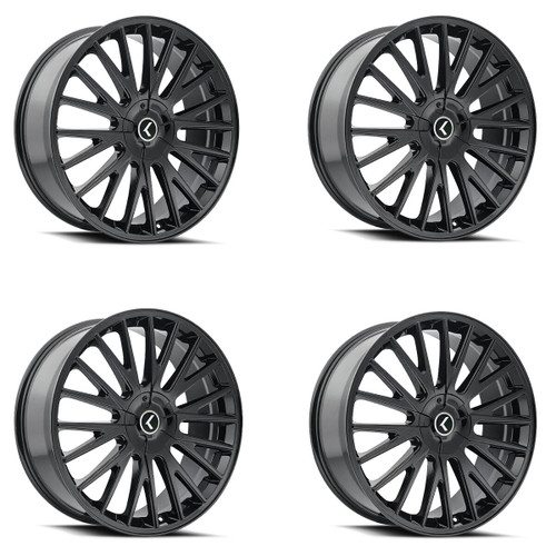 Set 4 20" Kraze Double Down 20x8.5 Gloss Black 5x4.25 5x4.5 Wheels 38mm Rims