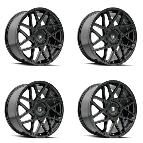 Set 4 18" Touren Tr66 18x8 Gloss Black 5x4.25 5x4.5 Wheels 35mm Rims