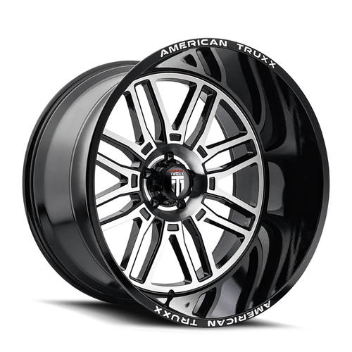 Set 4 20" American Truxx Restless 20x10 Black Machined 6x5.5 Wheels -25mm Rims