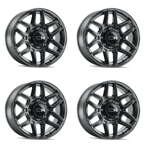 Set 4 20" Ion 146 20x10 Gloss Black 8x6.5 Wheels -19mm Rims