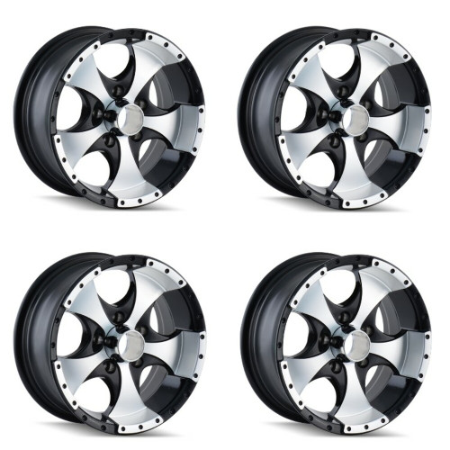 Set 4 15" Ion 136 15x6 Black Machined 6x5.5 Wheels 0mm Rims