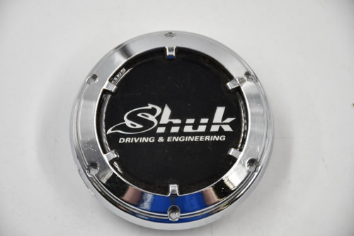 Shuk Chrome w/ Black & Chrome Logo Wheel Center Cap Hub Cap (U)8B656 2.625" Shuk Driving & Enginering Snap in