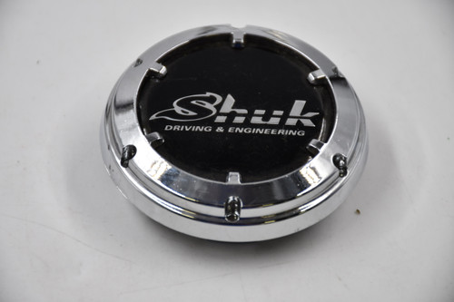 Shuk Chrome w/ Black & Chrome Logo Wheel Center Cap Hub Cap (U)8B656 2.625" Shuk Driving & Enginering Snap in