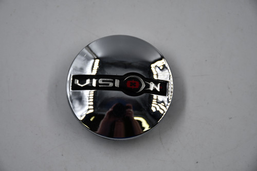 Vision Chrome w/ Black, Red, Chrome logo (U)C536202CAP 2.125" Wheel Center Cap Hub Cap Vision Snap In