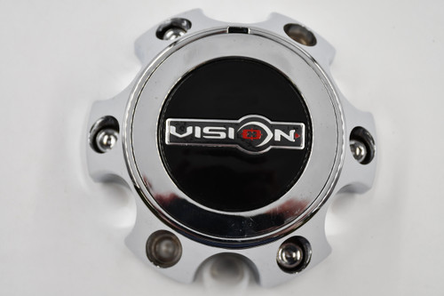 Vision Chrome w/ Black, Red, Chrome Insert Wheel Center Cap Hub Cap C392-6V-CAP 5.5" Vision 6 Lug