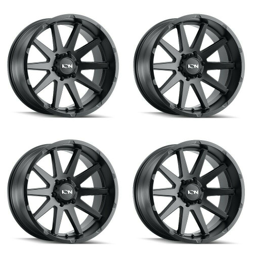 Set 4 20" Ion 143 20x10 Matte Black 8x6.5 Wheels -19mm Rims