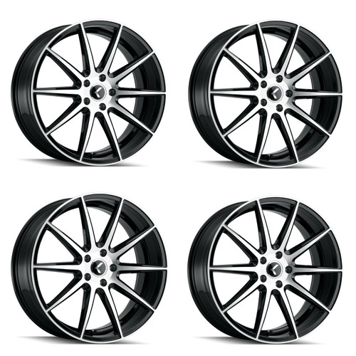 Set 4 18" Kraze Turismo 18x8 Black Machined 5x120 Wheels 40mm Performance Rims Set 4 18" Kraze Turismo 18x8 Black Machined 5x120 Wheels 40mm Performance Rims