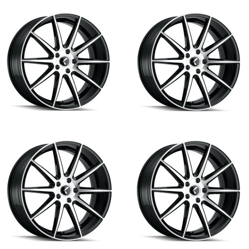 Set 4 17" Kraze Cosmos 17x8 Black Machined 5x112 Wheels 38mm Performance Rims