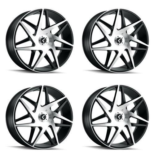 Set 4 22" Kraze Phase 22x9.5 Black Machined 6x135 6x5.5 30mm For Ford Chevy Rims