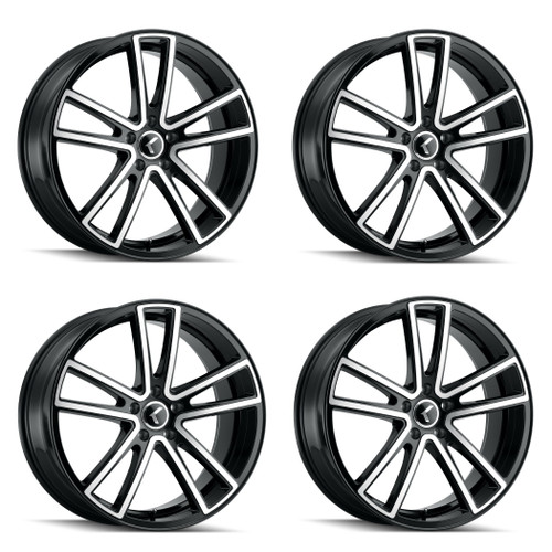 Set 4 17" Kraze Lusso 17x8 Black Machined 5x115 Wheels 38mm Performance Rims