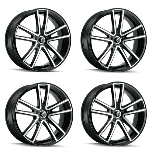Set 4 20" Kraze Lusso 20x8.5 Black Machined 5x4.5 Wheels 38mm For Jeep Ford Rims